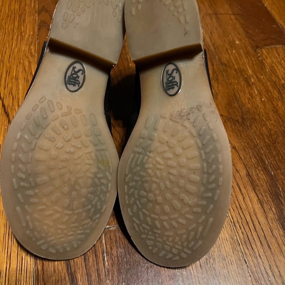 Sofft Black Textured Peep-Toe Mules - Picture 3 of 6